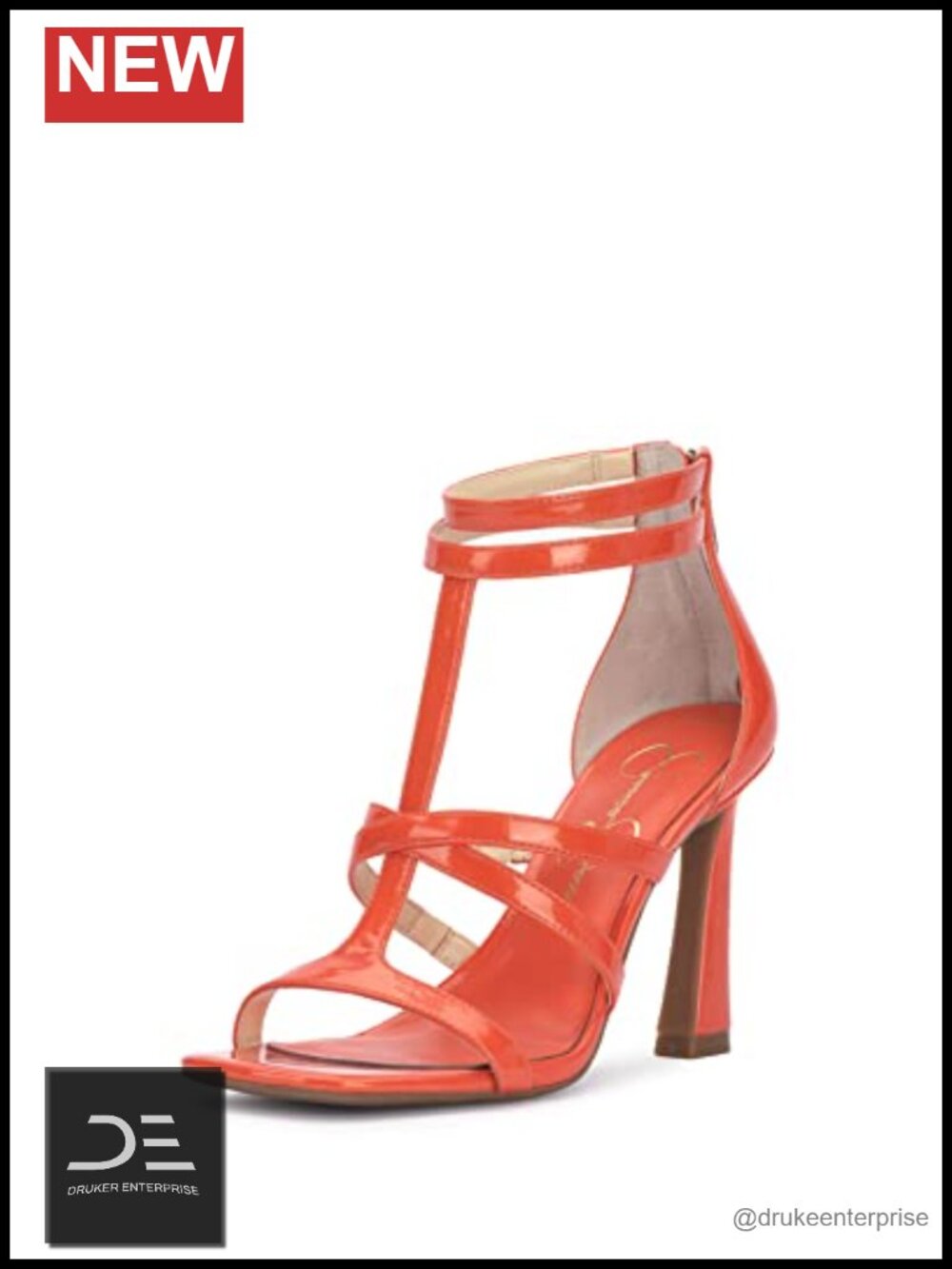 Faux Leather High Heel Sandals Ankle Strap Zip Closure